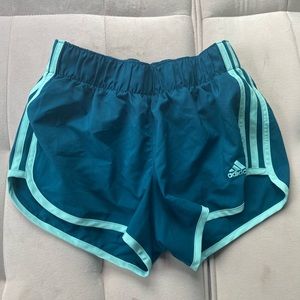 Teal adidas running shorts